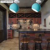 Semi Flush Mount Macaron Metal Ceiling Light For Living Room - Dome Style