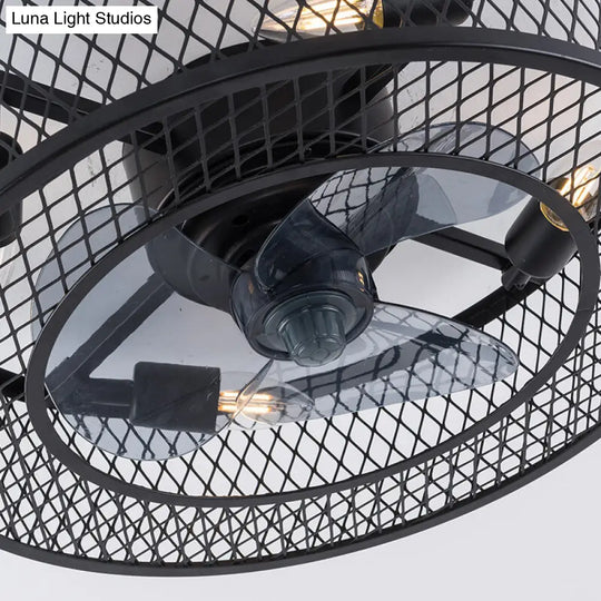 Semi Flush Mount Metal Ceiling Light Fixture - Industrial Style Cage Drum For Bedroom