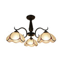 Semi Flush Mount Stained Glass Ceiling Light Fixture With 3 Domed Retro Style Heads -