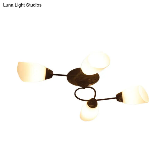 Semi Flush Oval Ceiling Mount Lighting With 4/6/9 Traditional White Glass Lights - Perfect For