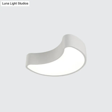 Semi-Moon Led Acrylic Flush Mount Ceiling Fixture For Kids’ Leisure Area - White/Red/Yellow Lighting