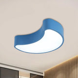 Semi-Moon Led Acrylic Flush Mount Ceiling Fixture For Kids’ Leisure Area - White/Red/Yellow