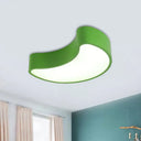 Semi-Moon Led Acrylic Flush Mount Ceiling Fixture For Kids’ Leisure Area - White/Red/Yellow