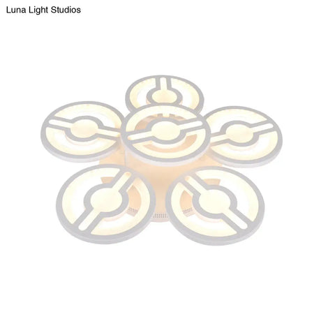 Semi Mount Led Acrylic Flush Ceiling Lamp: White Flower Design Warm/White/Natural Light