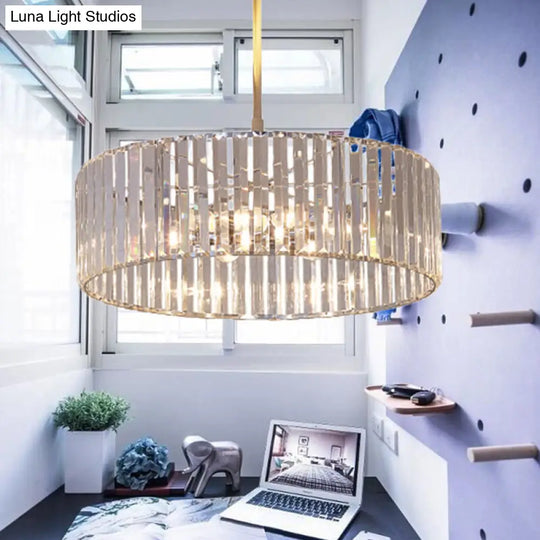 Round Crystal Pendant Light Fixture - Simplicity 5/6 Lights Chrome Chandelier / 23.5