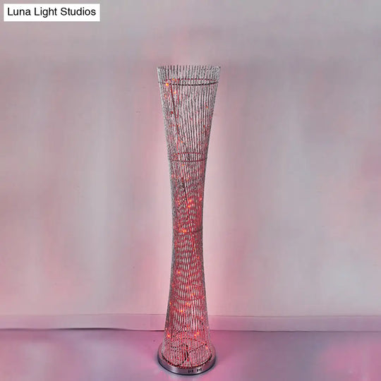 Silver Aluminum Canton Tower Led Floor Reading Lamp - Stylish Bedroom Light Décor