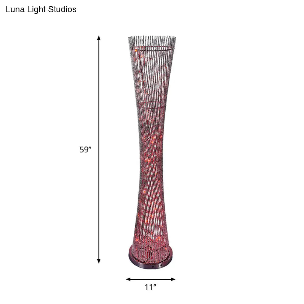 Silver Aluminum Canton Tower Led Floor Reading Lamp - Stylish Bedroom Light Décor