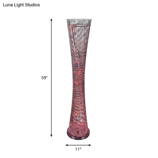Silver Aluminum Canton Tower Led Floor Reading Lamp - Stylish Bedroom Light Décor