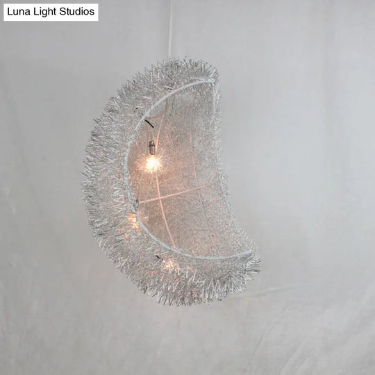 Silver Art Decor Crescent 3-Bulb Aluminum Led Ceiling Hanging Lamp For Bedroom