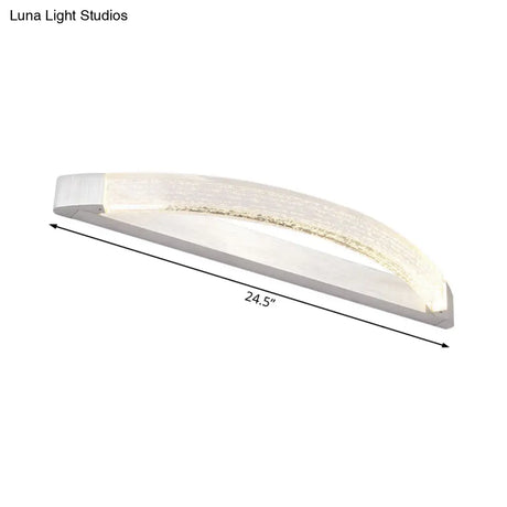 Silver Bow-Shaped Led Wall Mount Vanity Light With Bubble Crystal Accent Natural 12.5/16.5/20 Wide