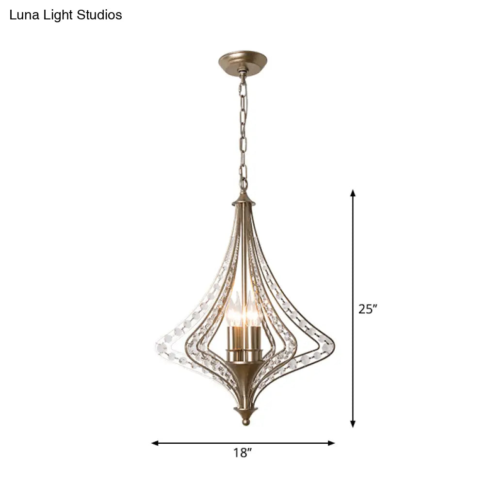 Silver Crystal Diamond Chandelier Pendant Light - Minimalist 4-Head Living Room Hanging Lamp
