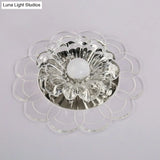 Silver Flush Mount Led Ceiling Light Fixture With Clear Crystal Flower Design - Warm/Multi Color