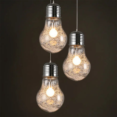 Sleek Silver Glass Pendant Lamp | Minimalist Hanging Light Fixture