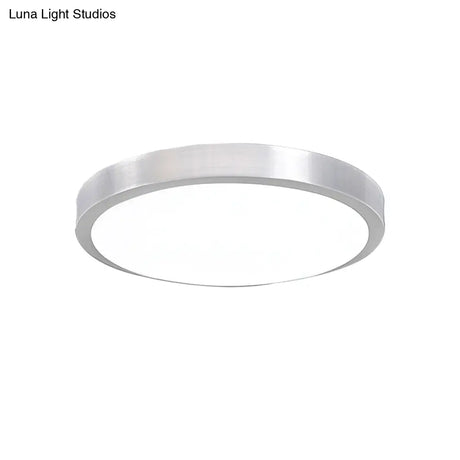 Silver Led Bedroom Ceiling Flush Mount Simple Style Acrylic Diffuser Sizes: 7.5/9/10 Dia