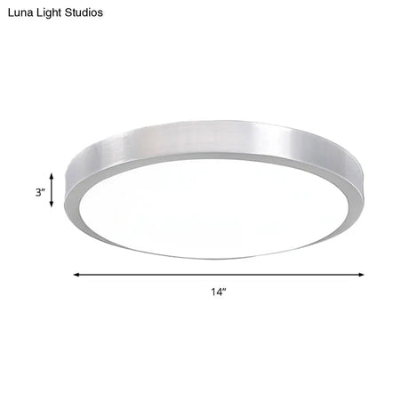 Silver Led Bedroom Ceiling Flush Mount Simple Style Acrylic Diffuser Sizes: 7.5/9/10 Dia
