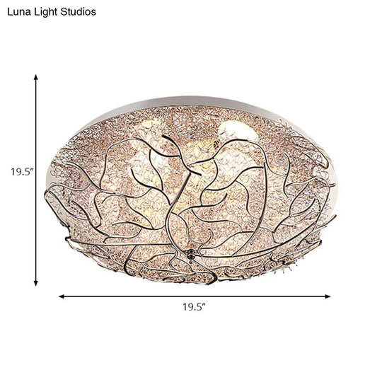 Silver Modern Metal Circle Flush Mount Ceiling Light For Contemporary Living Room