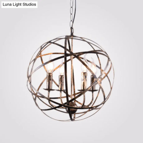 Silver Pendant Chandelier - 4-Light Metal Candle-Style Fixture For Dining Room