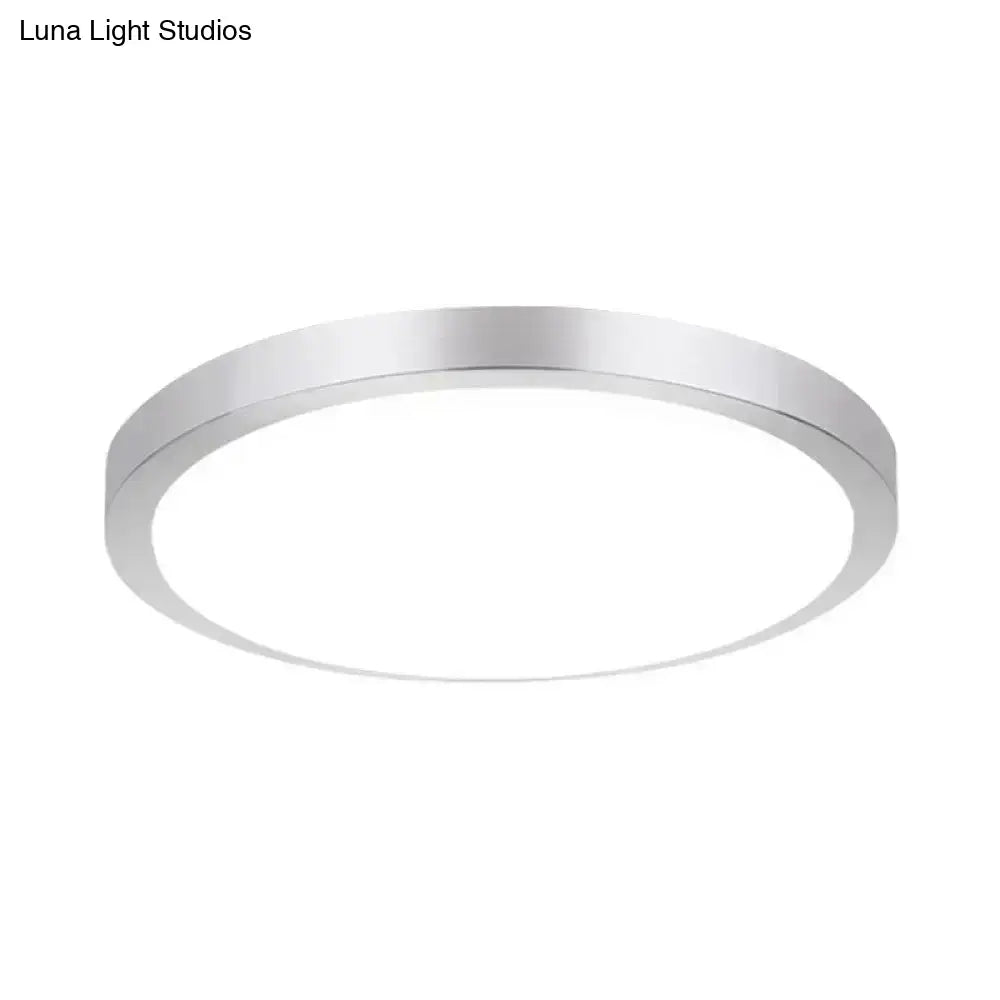 Silver Round Flush Ceiling Light - 14’/16’ Wide Led Acrylic Mount Lamp In Warm/White For Living Room