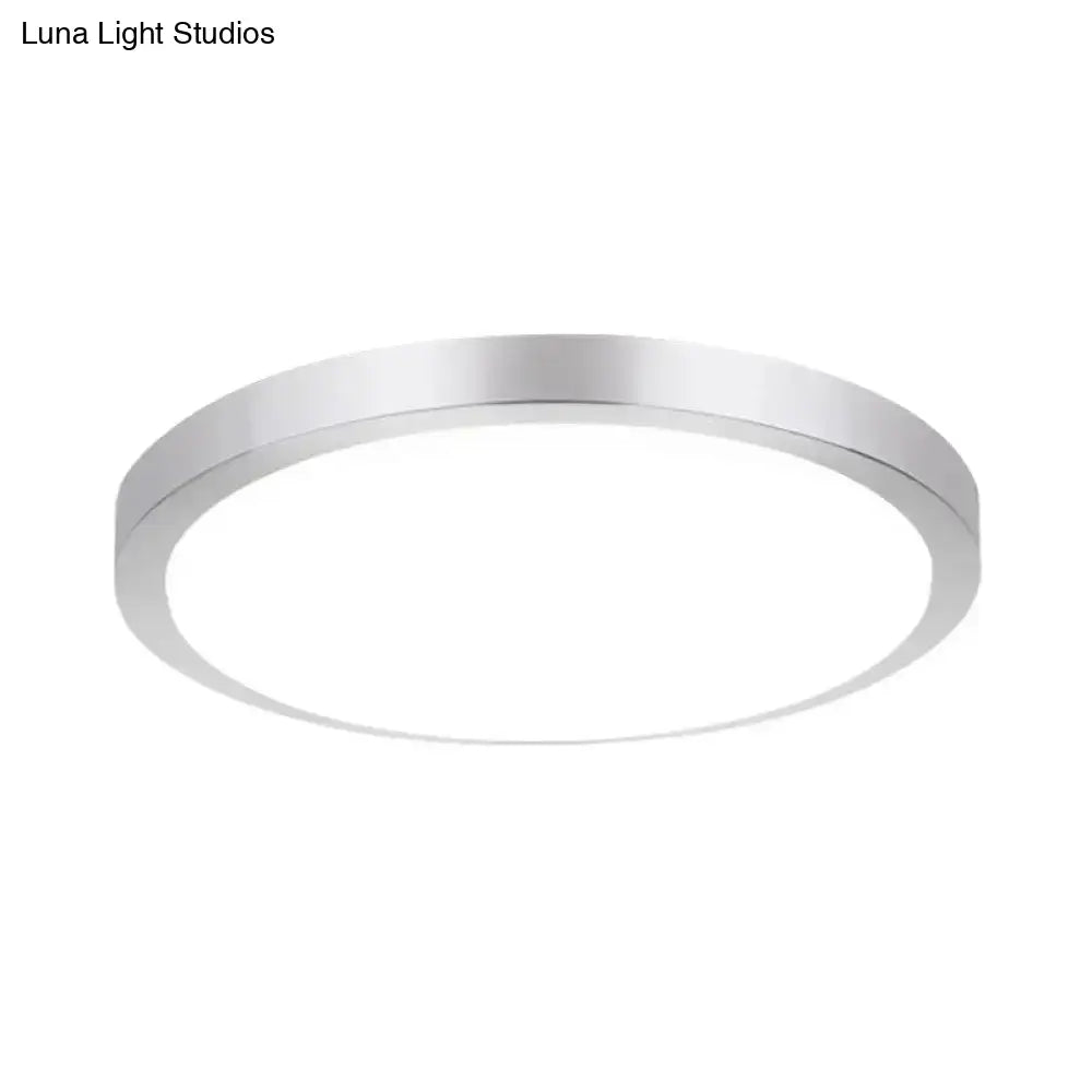 Silver Round Flush Ceiling Light - 14’/16’ Wide Led Acrylic Mount Lamp In Warm/White For Living Room