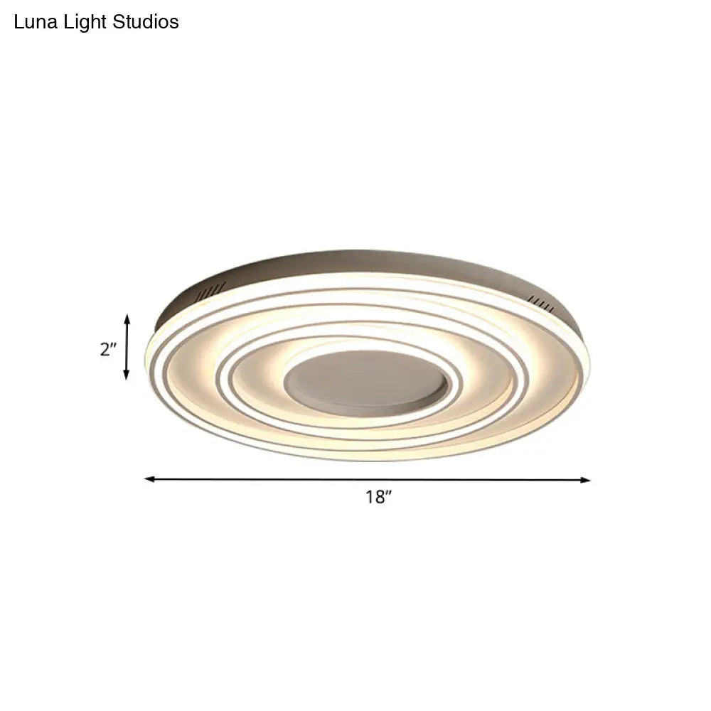Simple 2-Loop Acrylic Ceiling Light Led Flush Lamp For Bedroom - 18/23 Width Mountable White
