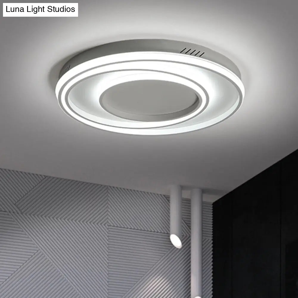 Simple 2-Loop Acrylic Ceiling Light Led Flush Lamp For Bedroom - 18/23 Width Mountable White / 18