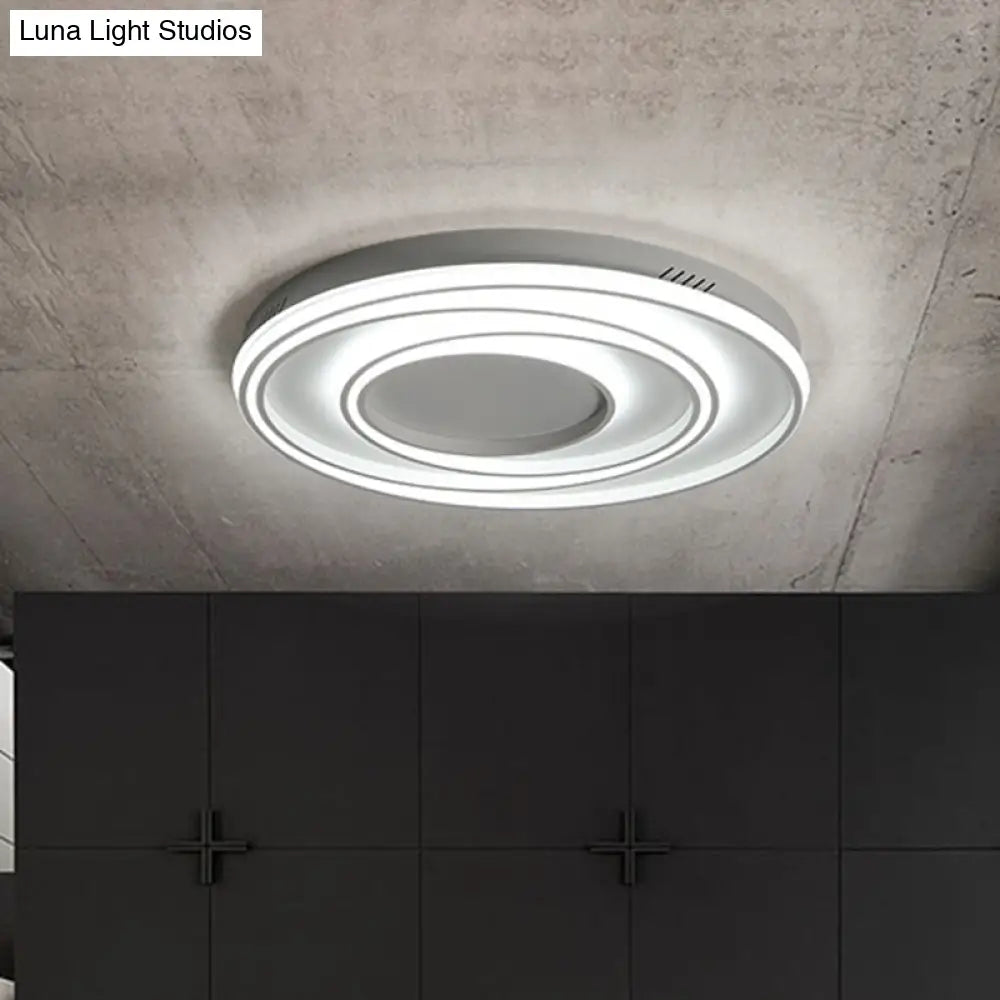 Simple 2-Loop Acrylic Ceiling Light Led Flush Lamp For Bedroom - 18/23 Width Mountable White