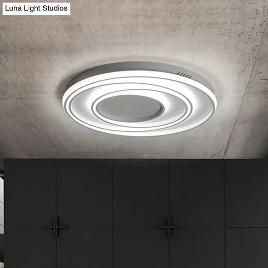 Simple 2-Loop Acrylic Ceiling Light Led Flush Lamp For Bedroom - 18/23 Width Mountable White