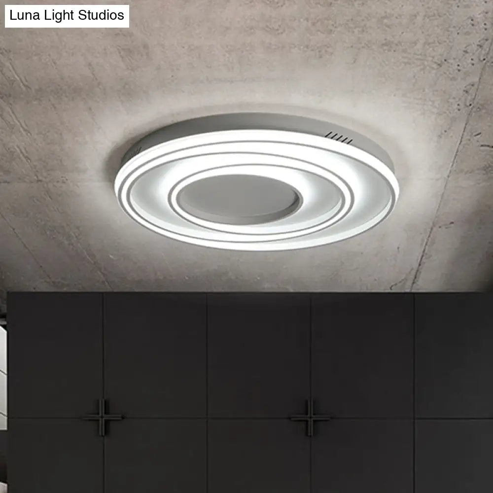 Simple 2 - Loop Acrylic Ceiling Light Led Flush Lamp For Bedroom - 18’/23’ Width Mountable White
