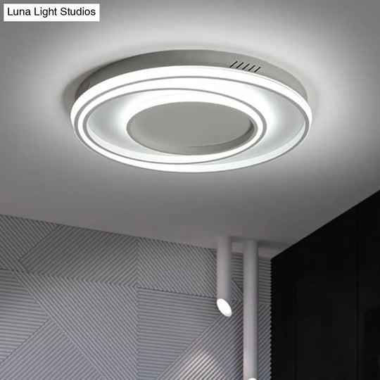 Simple 2 - Loop Acrylic Ceiling Light Led Flush Lamp For Bedroom - 18’/23’ Width Mountable