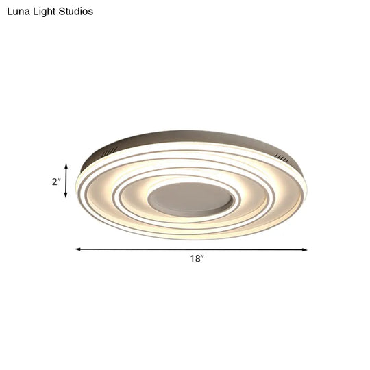 Simple 2 - Loop Acrylic Ceiling Light Led Flush Lamp For Bedroom - 18’/23’ Width Mountable White