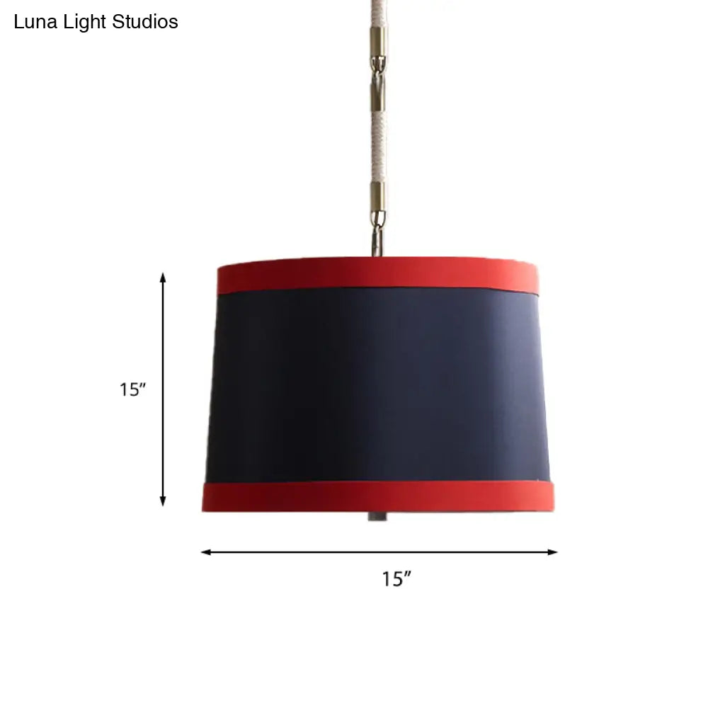 Simple 5-Bulb Fabric Drum Pendant Light For Nursing Room Decor