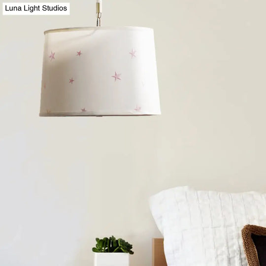 Simple 5-Bulb Fabric Drum Pendant Light For Nursing Room Decor Beige / B
