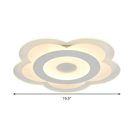 Simple 5-Petal Led Flush Lamp - Super Thin Opaque Acrylic Ceiling 16/19.5 W Warm/White Light