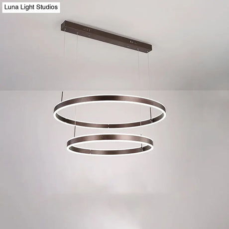 Simple Acrylic Led Chandelier Pendant - 2/3 Tiered Tapered Parlor Hanging Lamp In Coffee