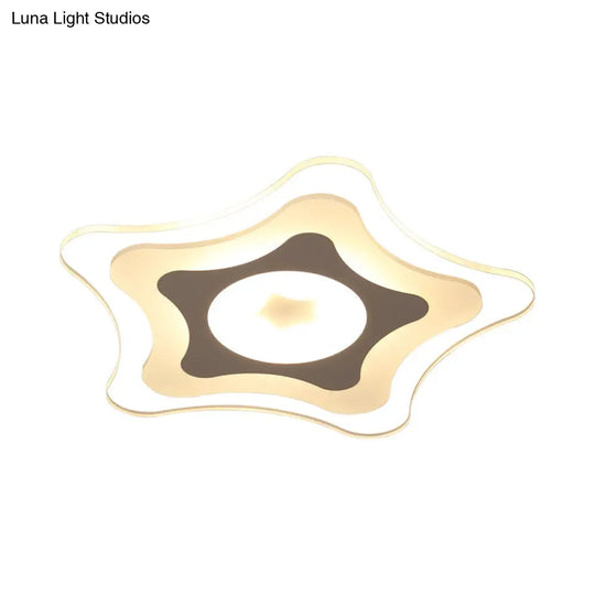 Simple Acrylic Led Flush Ceiling Light With Five - Pointed Star Design - Warm/White/3 Color