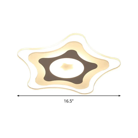 Simple Acrylic Led Flush Ceiling Light With Five-Pointed Star Design - Warm/White/3 Color 16.5/20.5