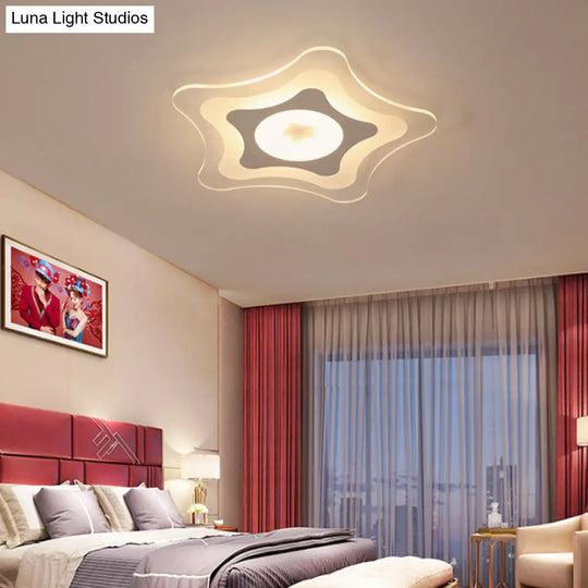 Simple Acrylic Led Flush Ceiling Light With Five - Pointed Star Design - Warm/White/3 Color