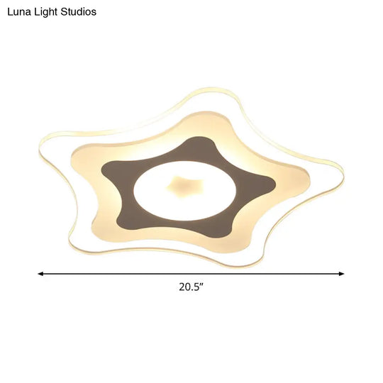 Simple Acrylic Led Flush Ceiling Light With Five-Pointed Star Design - Warm/White/3 Color 16.5/20.5