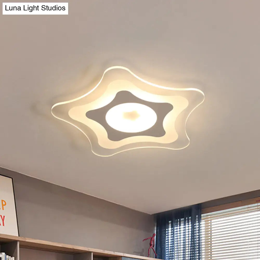 Simple Acrylic Led Flush Ceiling Light With Five - Pointed Star Design - Warm/White/3 Color