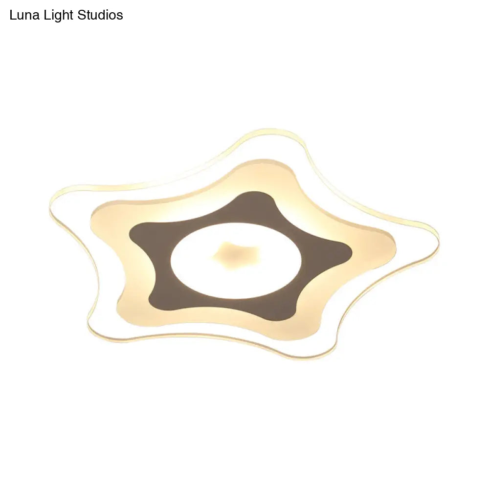 Simple Acrylic Led Flush Ceiling Light With Five-Pointed Star Design - Warm/White/3 Color 16.5/20.5