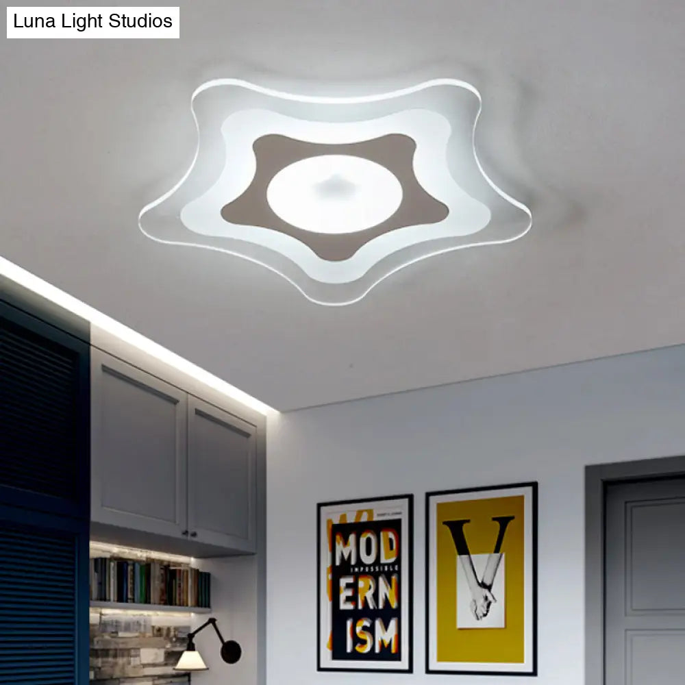 Simple Acrylic Led Flush Ceiling Light With Five - Pointed Star Design - Warm/White/3 Color