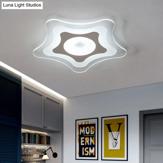 Simple Acrylic Led Flush Ceiling Light With Five - Pointed Star Design - Warm/White/3 Color