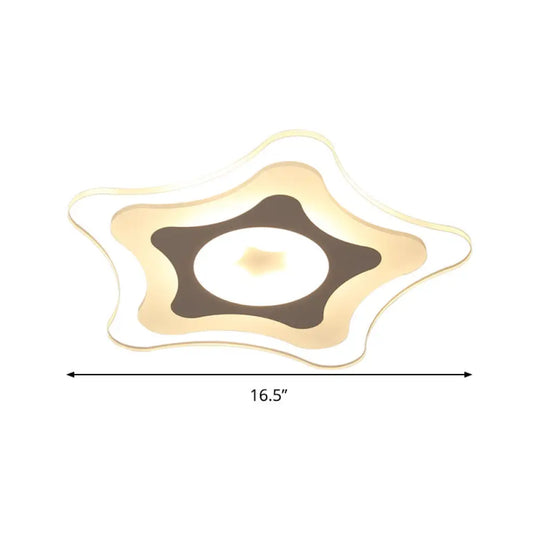 Simple Acrylic Led Flush Ceiling Light With Five-Pointed Star Design - Warm/White/3 Color 16.5/20.5