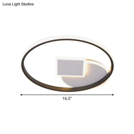 Simple Acrylic Led Flush Mount Ceiling Lamp Round And Square Design White-Black White/Warm Light