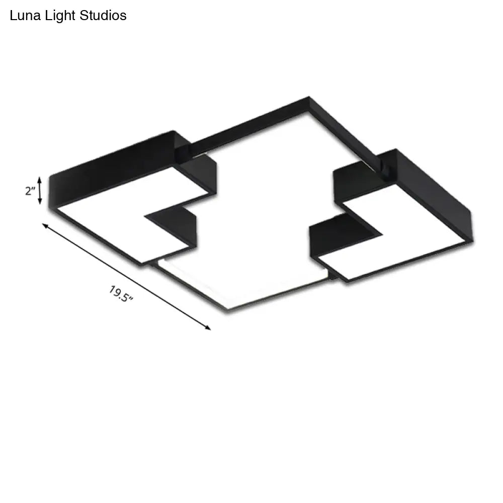 Simple Acrylic Led Flush Mount Ceiling Light In Black/White - Warm/White 16’/19.5’/23.5’ Wide