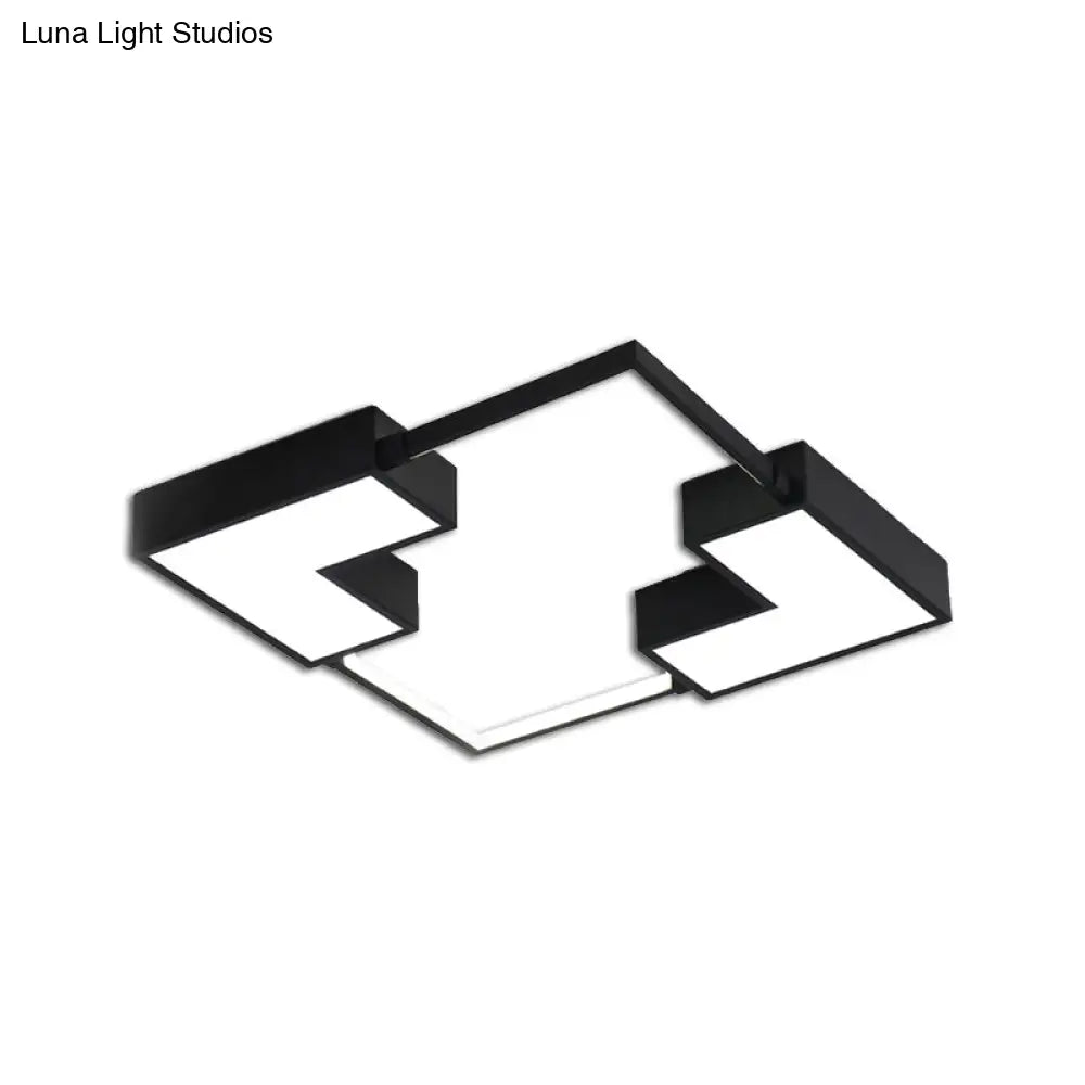 Simple Acrylic Led Flush Mount Ceiling Light In Black/White - Warm/White 16’/19.5’/23.5’ Wide