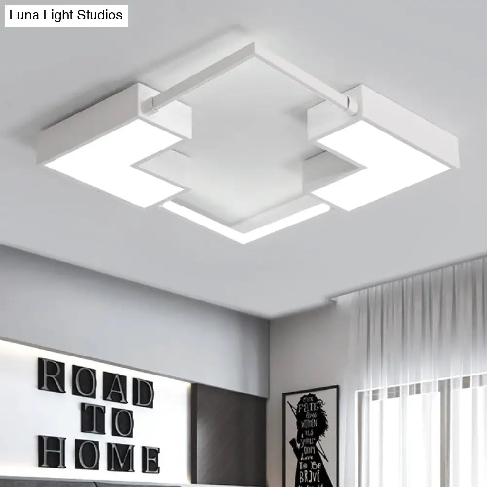 Simple Acrylic Led Flush Mount Ceiling Light In Black/White - Warm/White 16’/19.5’/23.5’ Wide