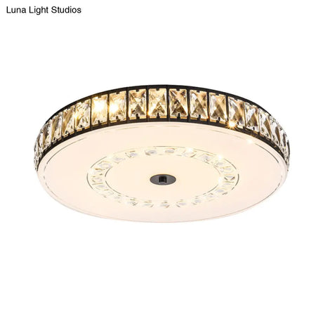 Simple Black Crystal Flush Mount Led Ceiling Light With Square/Round Rectangle-Cut Design