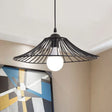Simple Black Lotus Leaf Cage Pendant Light - Elegant Iron Hanging Lamp For Dining Room