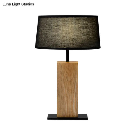 Simple Black Night Light Table Lamp With Wood Stand - Perfect For Living Room